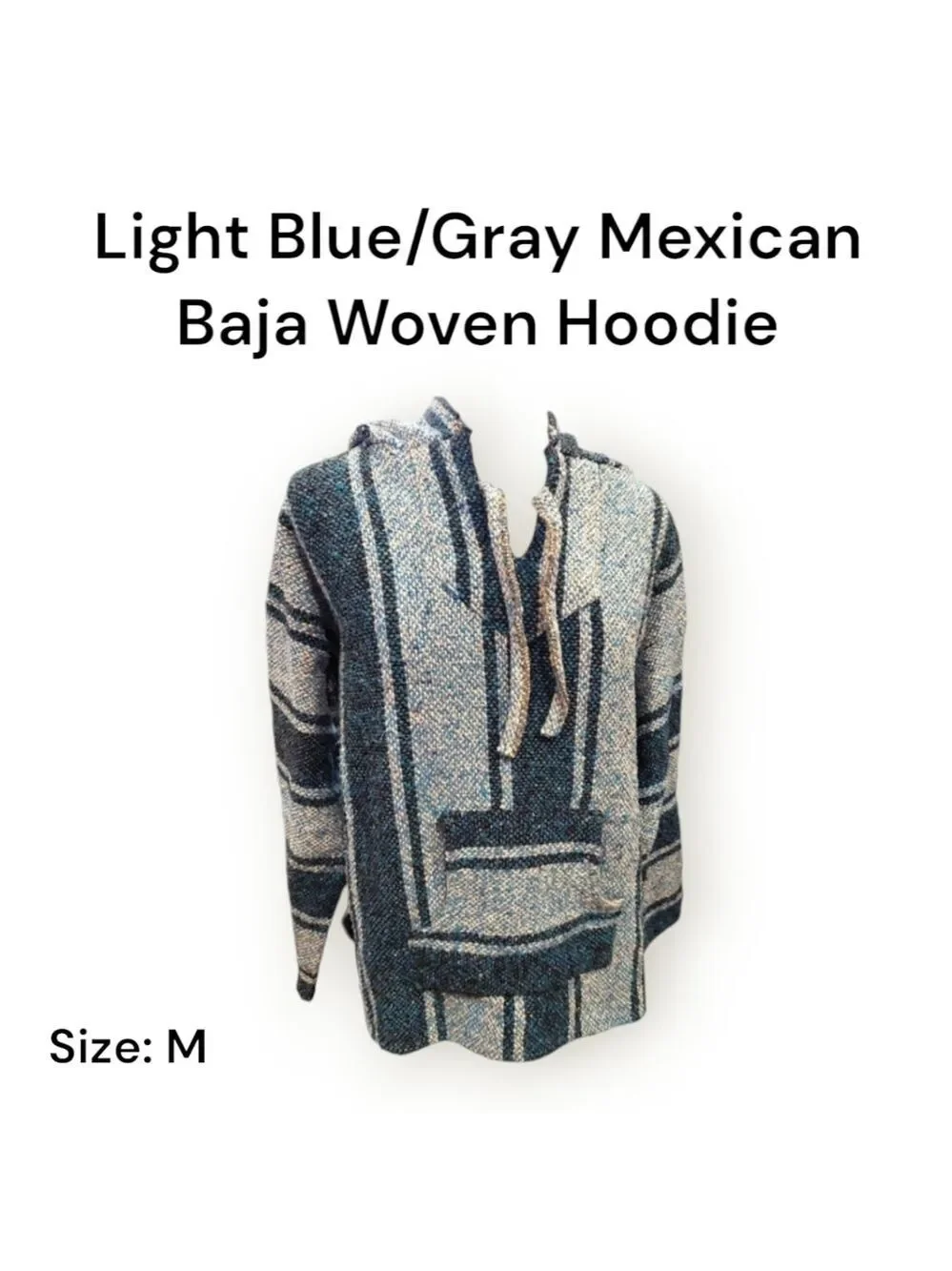 Light Blue/Gray Mexican Baja Woven Hoodie